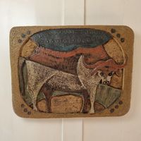 Rheinfelden Keramik Ton Wandbild Stier Kuh 60er 70er Vintage
