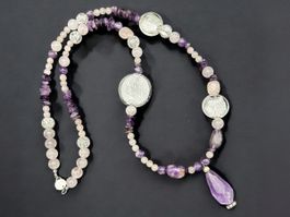 Unikat 💎 Kette Amethyst + Rosenquarz, Edelsteine -Neu
