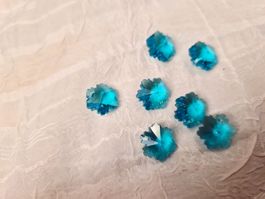 Glas Schneeflocken 14mm türkis 5 stk