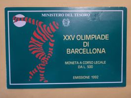 Italien 500 Lire "XXV Olimpiade di Barcellona" 1992 R Silber