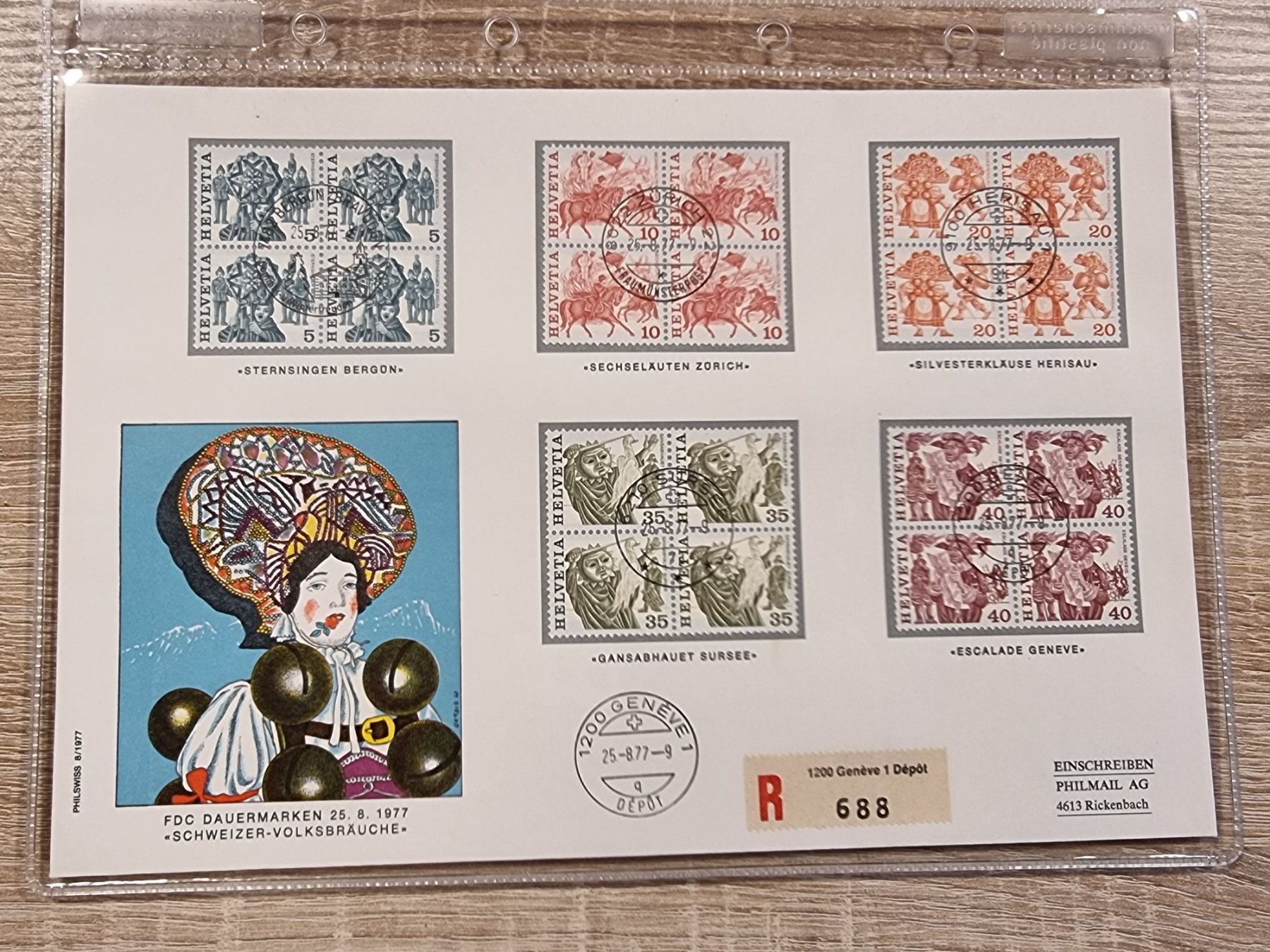 Tutti i francobolli: 3 Gross-FDC CH 1977 - Schweizer Volksbräuche - 2 Serien – Usato da Buchen venduto da Jonny58 1