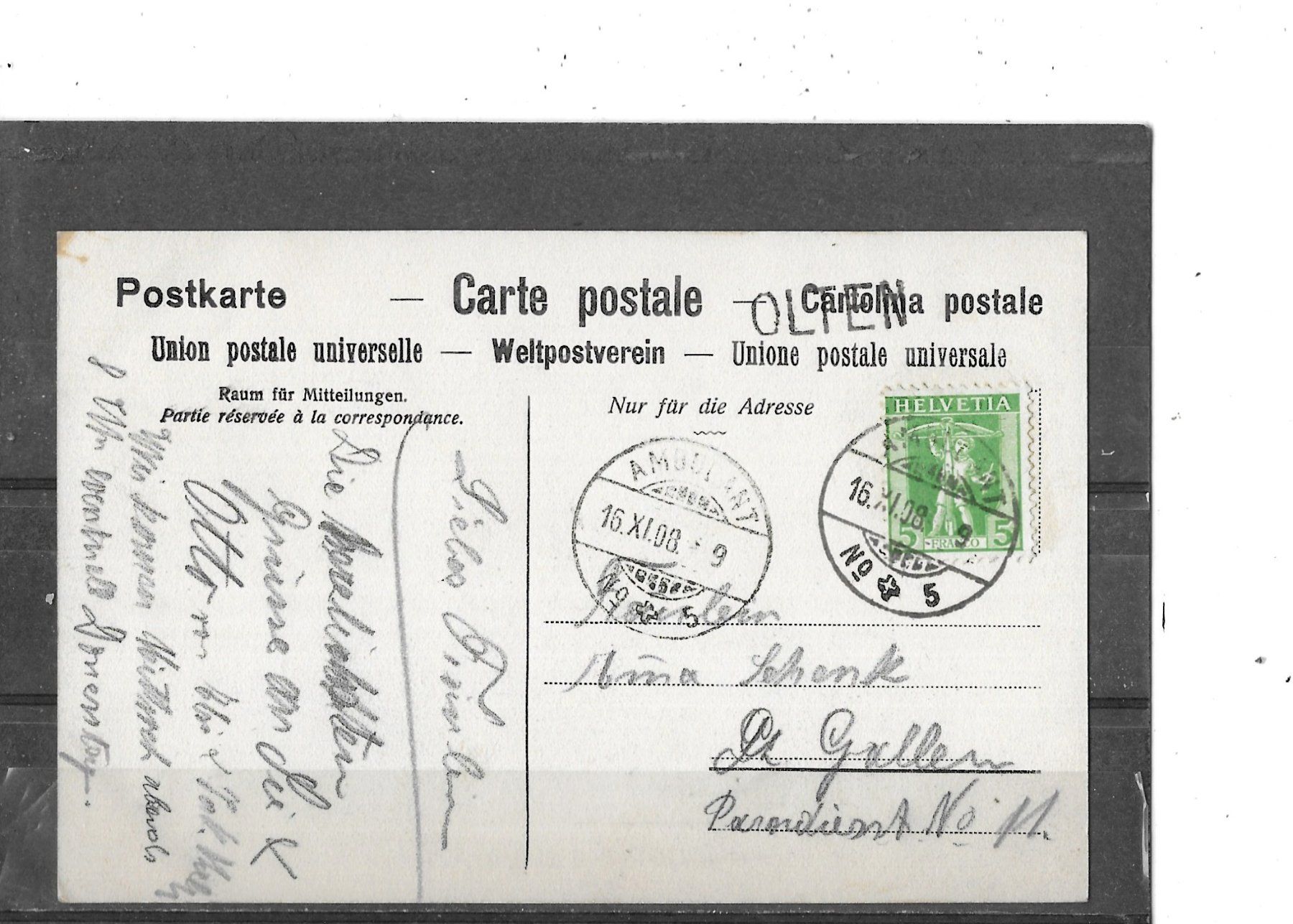 Ansichtskarten: BE Biel 1908 Centralstrasse und Nidaugasse mit Strassenbahn – Gebraucht aus Schocherswil von Wilare 1