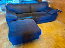 Canapé 3 places et pouf assorti, bleu marine