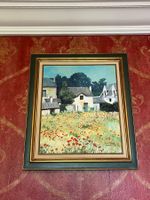 Tableau ancien, paysage fleuri, signé Gina  Kerven