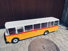 Spielzeugauto PTT-Bus massiv Holz gelb weiss guter Zustand