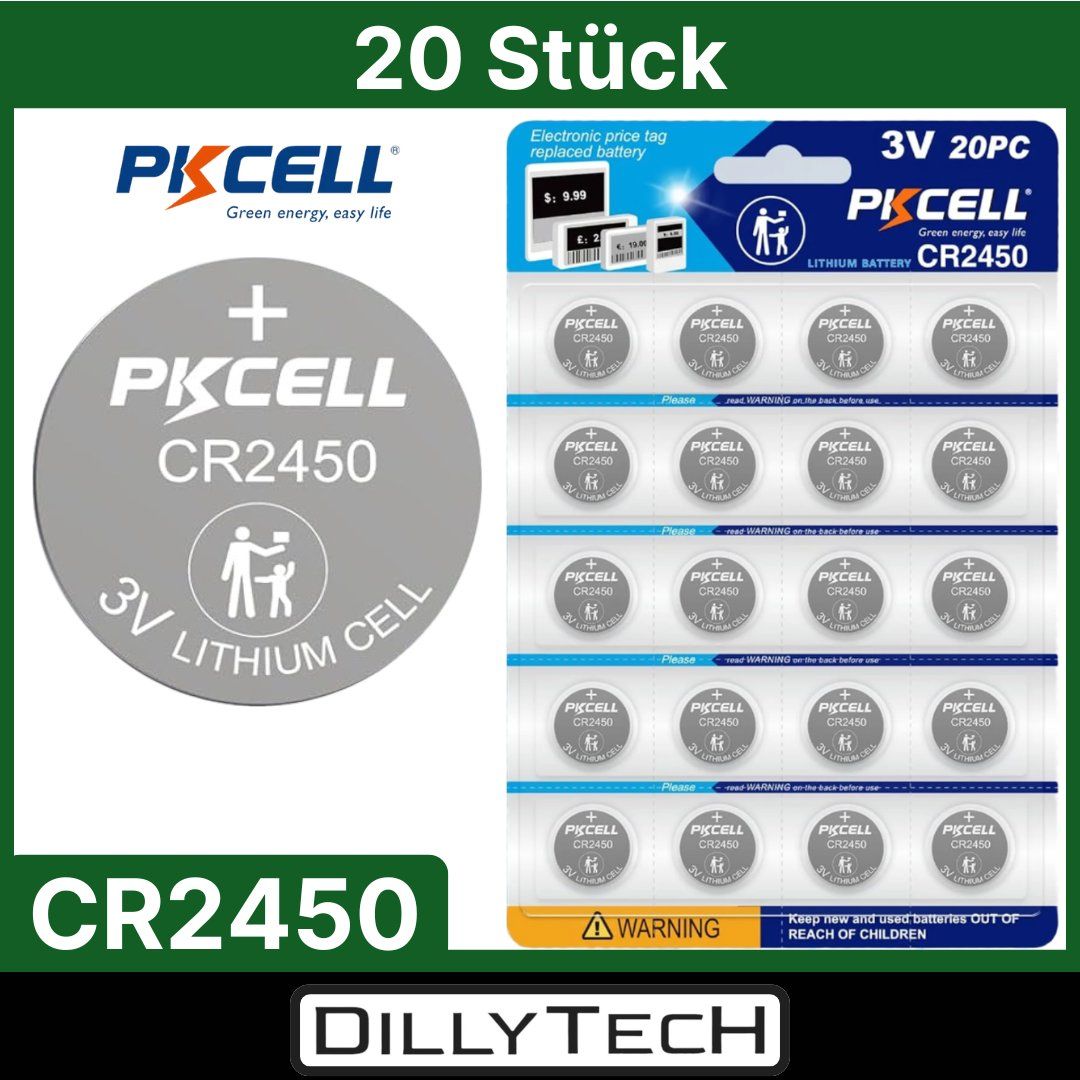 Caricatori & Batterie: PKCELL CR2450 Knopfzellenbatterie - 20 Stk. – Nuovo e nell'imballaggio originale da Meilen venduto da DillyTecH