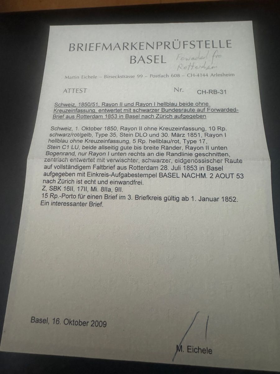 Tutti i francobolli: Toller Rayon Brief – Usato da Uster venduto da Briefmarken 1