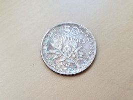 🇫🇷 France 50 Centimes 1917 Silver