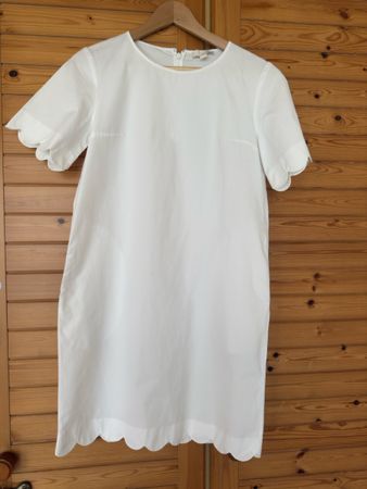 COS Kleid Sommer weiss Gr. 36, Baumwolle, Zickzack-Saum!