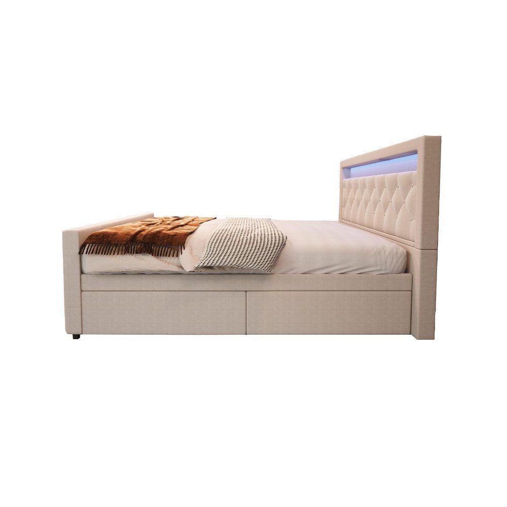 Letti: LED Polsterbett VERA - 180x200cm - Beige – Nuovo e nell'imballaggio originale da Wallenwil venduto da toesstal-vertrieb 4