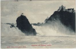 SH 13 Rheinfall und Schloss Laufen 1908 nach Utrecht (Holl.)