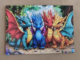 Kleines Holzpuzzle "Drachen" ideal für Kinder