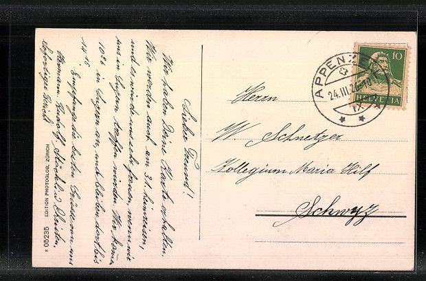 Ansichtskarten: Appenzell, Kollegium St. Antonius mit Ki – Gebraucht aus Berlin von bartko-reher 1