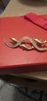 Vintage Delfin Brosche, goldfarben mit Strass - Top!