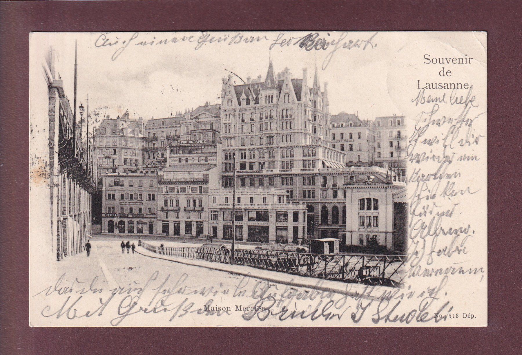 Cartoline postali: LAUSANNE - Maison Mercier - 1903 // pli d'angle // – Usato da Pully venduto da nicecards