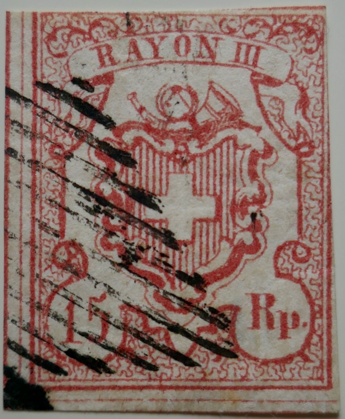 Alle Briefmarken: 1852 Rayon III gestempelt Eidg. Raute Befund Eichele – Gebraucht aus Möhlin von PHILABARTIS 1