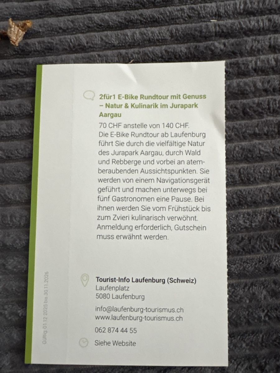 Gutscheine: Six Bons 2 pour 1 pour Laufenburg – Neu (gemäss Beschreibung) aus Düdingen von Yellow 2