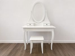 Hemnes Schminktisch weiss mit Spiegel und Hocker Ingo