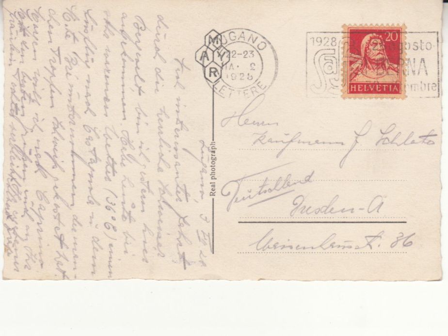 Cartes postales: Lugano Paradiso 1928, mit Stempelfehler – D'occasion à Bürglen TG par StampGraf 1
