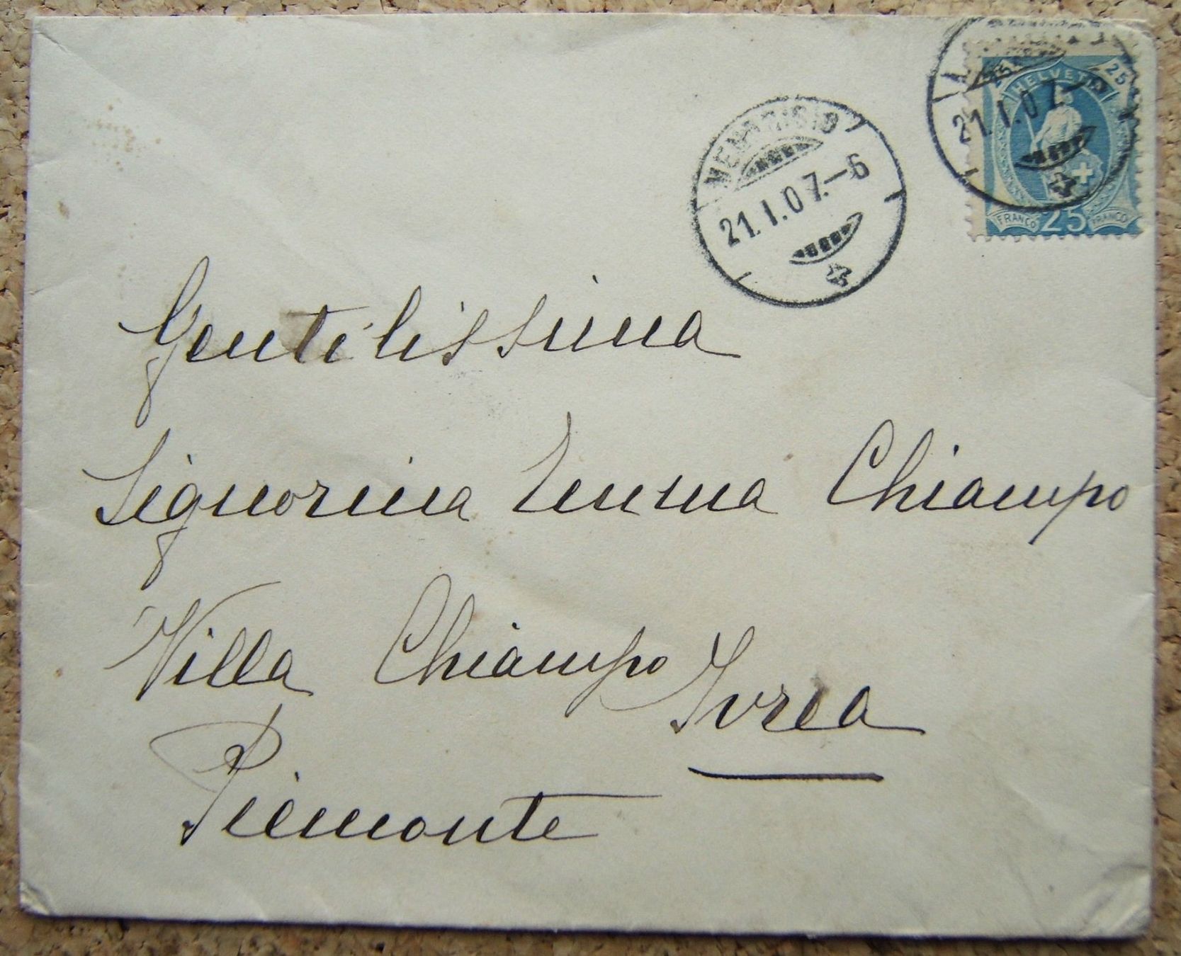 Tutti i francobolli: ABART : BRIEFCOUVERT 1907 - STARK VERSCHOBENES MARKENBILD – Usato da Brunnen venduto da Nonne04