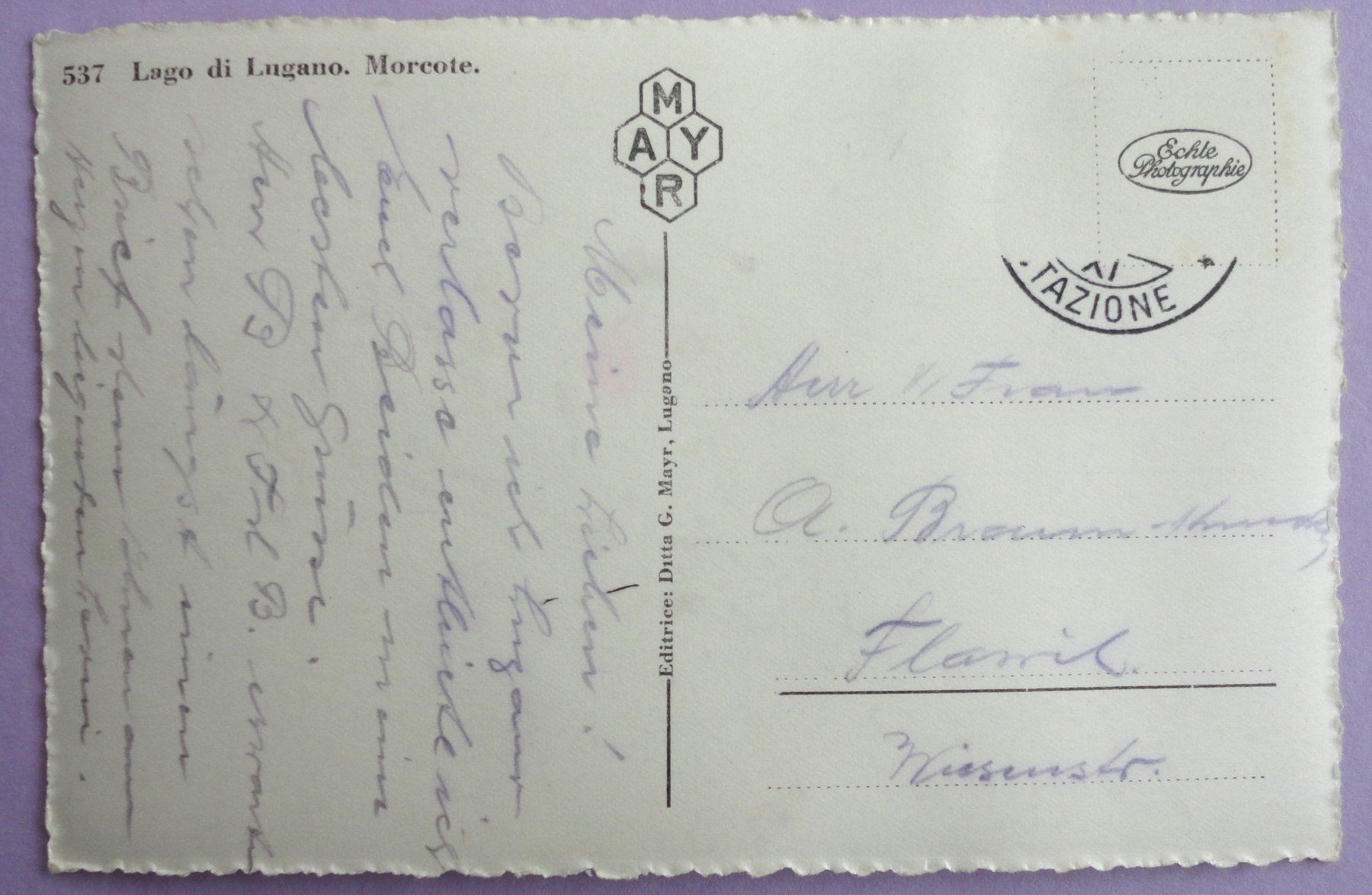 Cartoline postali: Morcote - Lago di Lugano – Usato da Fétigny venduto da Billy2miny 1