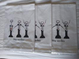 Funny Wine Aerobics Tea Towels (New) 3x