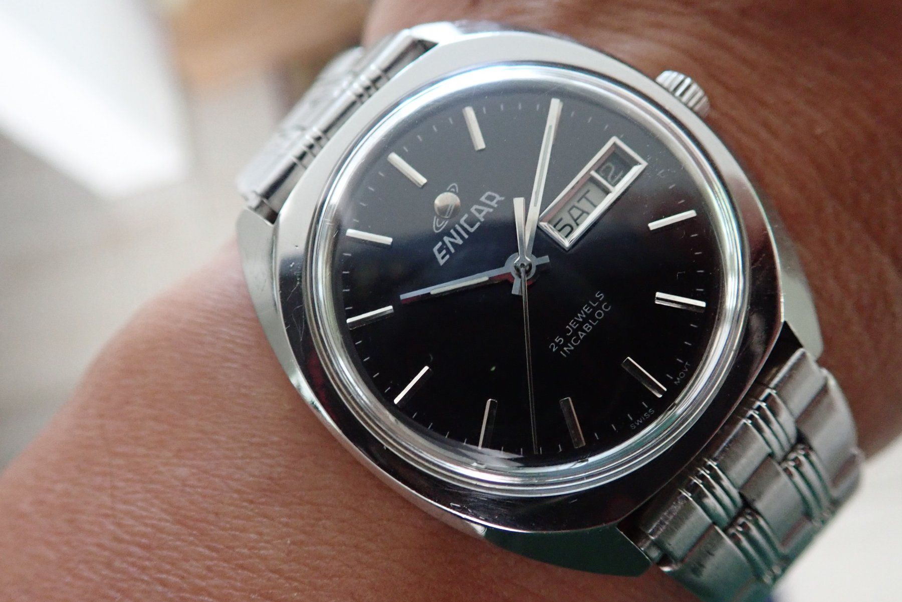 Enicar Orologi: VINTAGE!! ENICAR AUTOMATIC DAYDATA 37X42MM. – Usato da Wohlen AG venduto da superwatchesteam