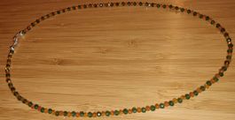 Halskette Jade & Zirkon 49,7cm. Ø 3mm.