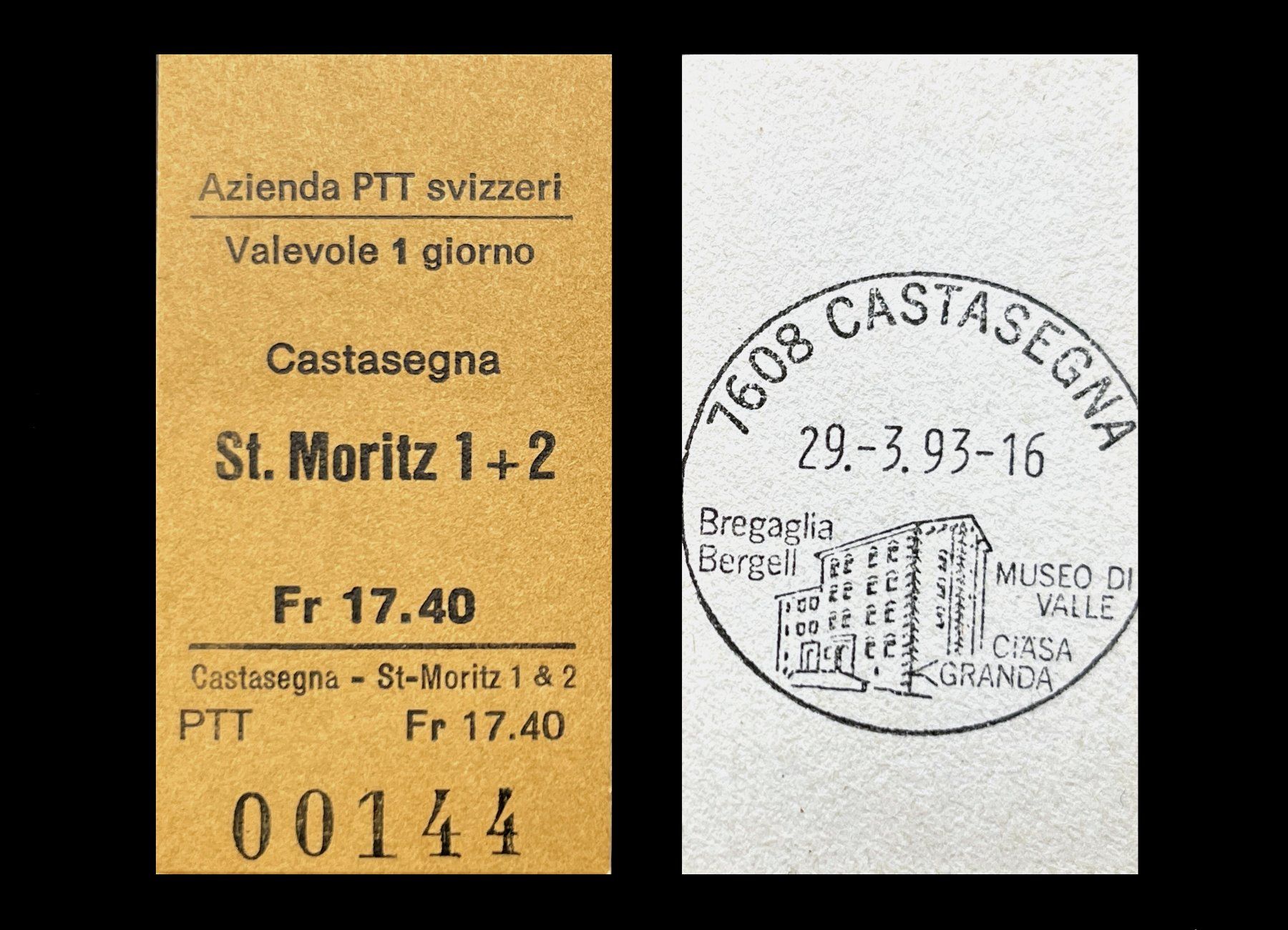 Biglietti: Castasegna St.Moritz Postauto Edmondsonsches Billett Karton – Nuovo (secondo la descrizione) da Bern venduto da AWiBe