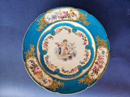 Antiker Zierteller "Putti mit Taubenpaar 19.Jh.