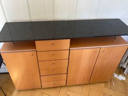Kommode Holz mit Stein Platte