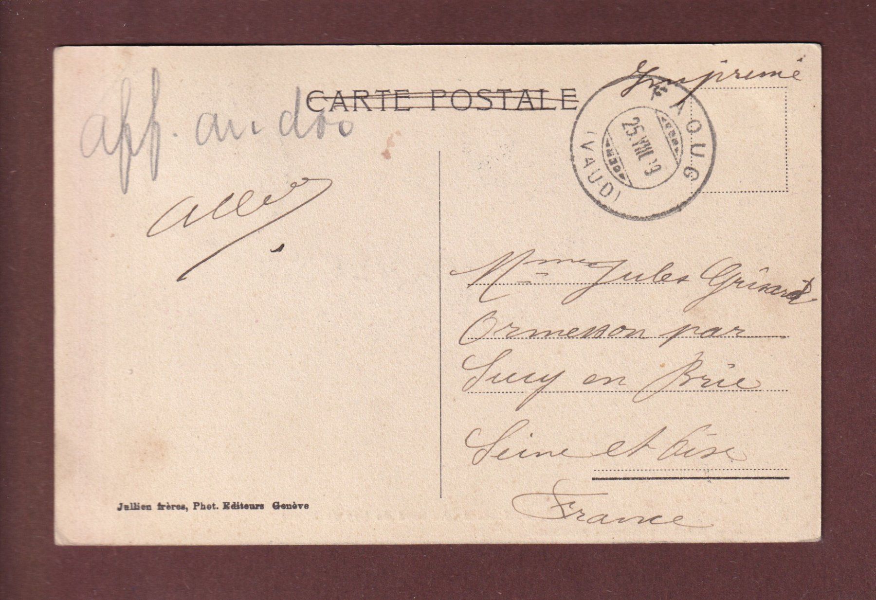 Cartoline postali: LAC DE MORAT - 1909 – Usato da Pully venduto da nicecards-shop 1