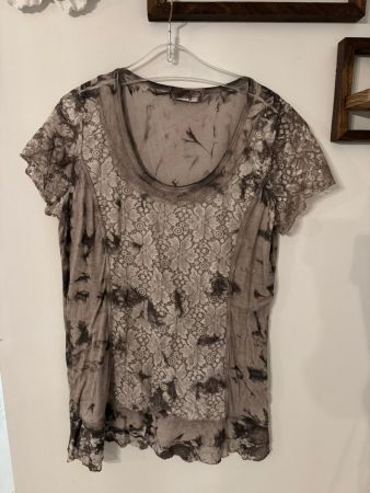Linea Tesini Shirt, Grösse 44, Spitze, Batik-Muster, Top