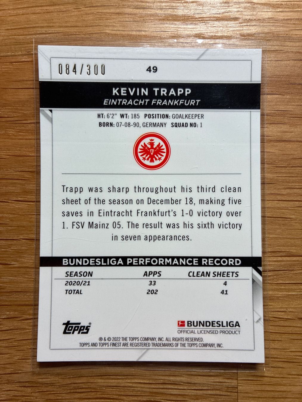 Panini Carte collezionabili: Topps Finest Kevin Trapp Frankfurt /300 – Usato da Wangenried venduto da Garagara 1