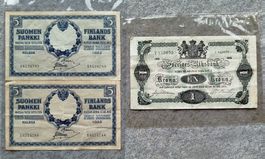 Finnland 5 Markka 1909 & Schweden 1 Krone 1913 Sammlerstücke