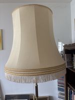 Stehlampe Vintage Marmor Sockel Stoff Lampenschirm mit Frans
