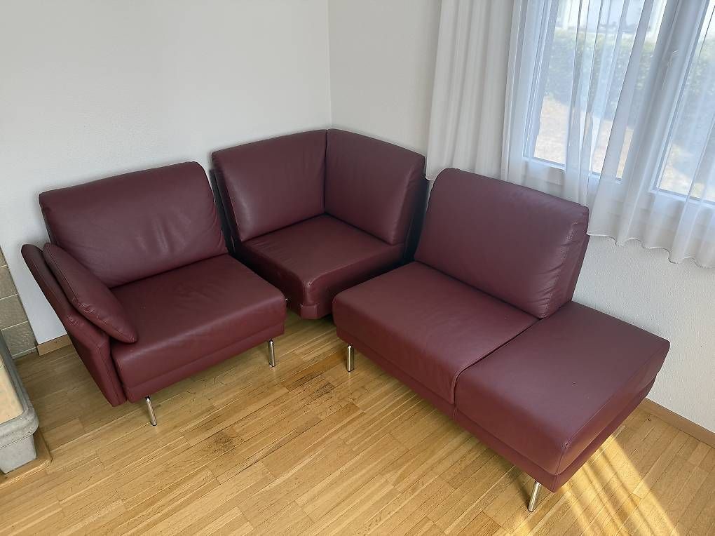 Divani: Letzte Gelegenheit! Ecksofa dunkel Rot, Leder – Usato da Tägerwilen venduto da cici123