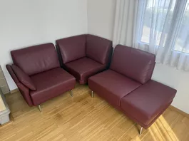 Ecksofa dunkel Rot, Leder