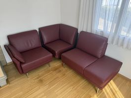 Letzte Gelegenheit! Ecksofa dunkel Rot, Leder