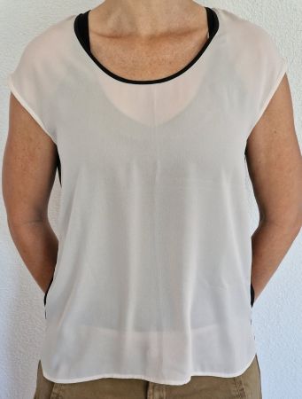 Bluse Esprit locker fallend schwarz / weiss Gr. 34 neuwertig