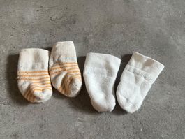 Baby Socken, Newborn Socken, 2 Paar weiss, weiss gestreift