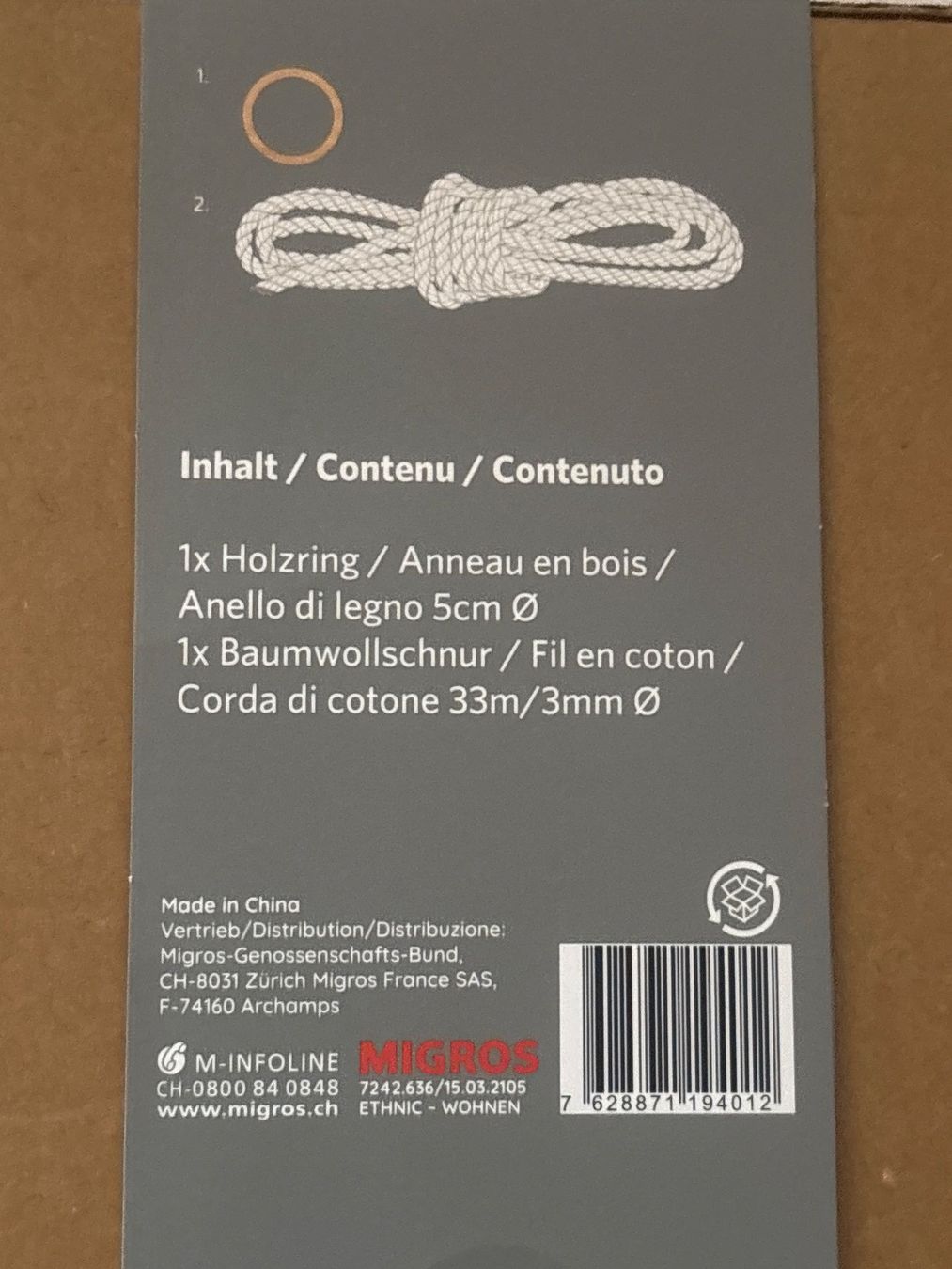 Migros Tutte le decorazioni: Makramee Blumenampel Set DIY,neu&ungebraucht, Nr.16 – Nuovo e nell'imballaggio originale da Wallisellen venduto da AS.TZ. 2