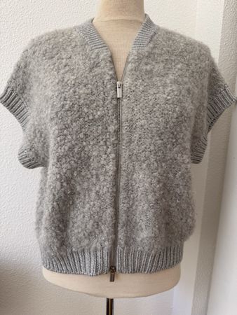 Gilet zippé Peserico laine alpaga gris taille 38 CH