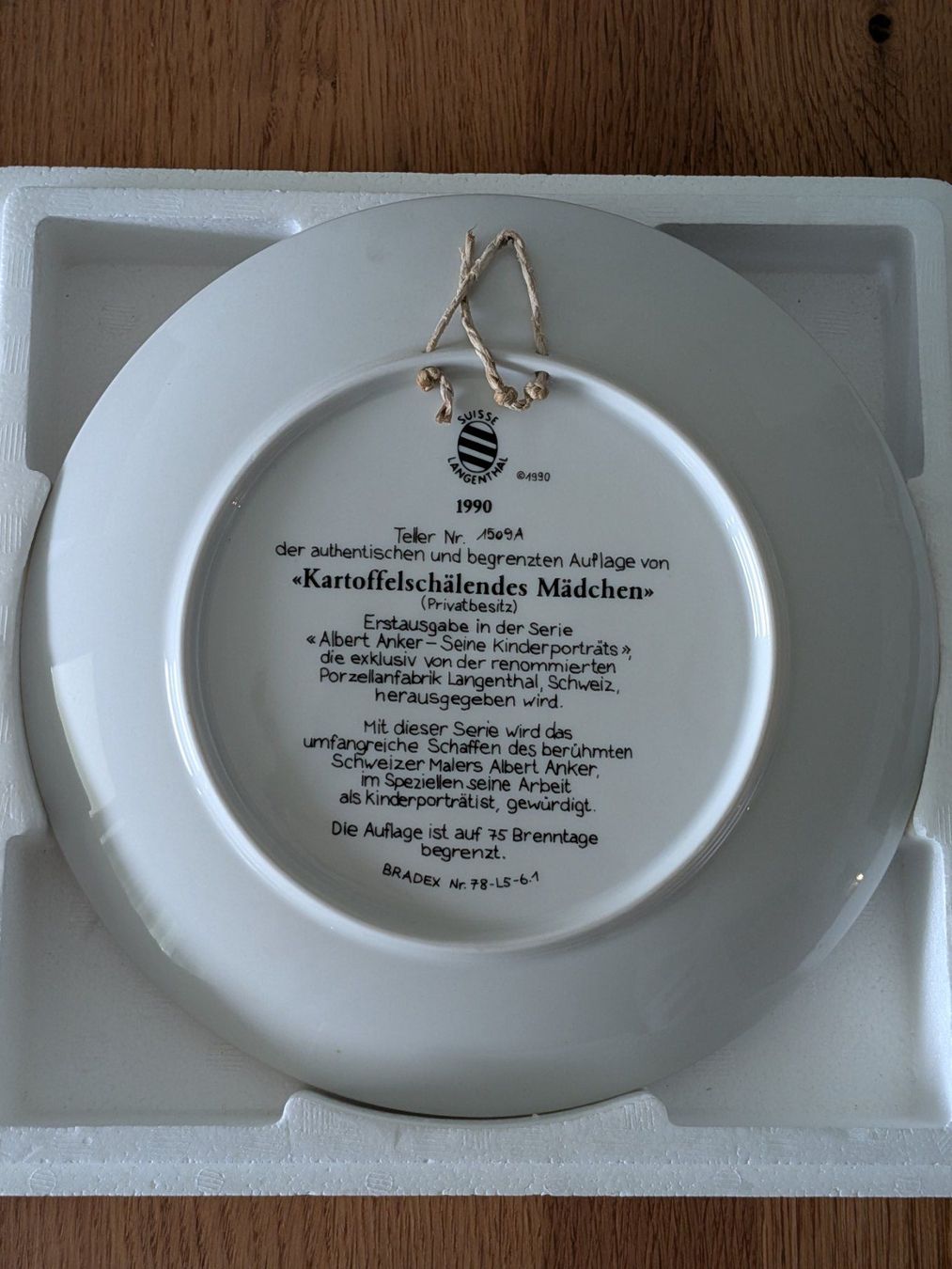 Teller: Sammelteller Albert Anker "Kartoffelschälendes Mädchen" 1990 – Gebraucht aus Port von gecotom 1