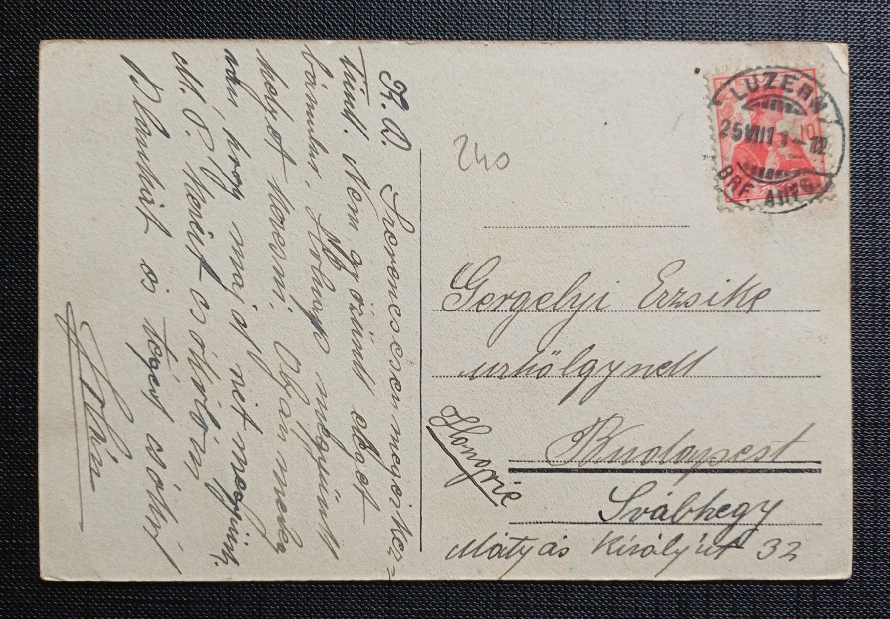 Cartoline postali: AK Bahnhof LUZERN 1911 – Usato da Brittnau venduto da simionius 1