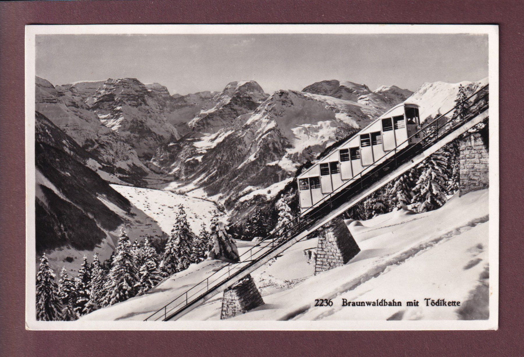 Cartoline postali: BRAUNWALD - Bahn - Tödikette - 1952 – Usato da Pully venduto da nicecards