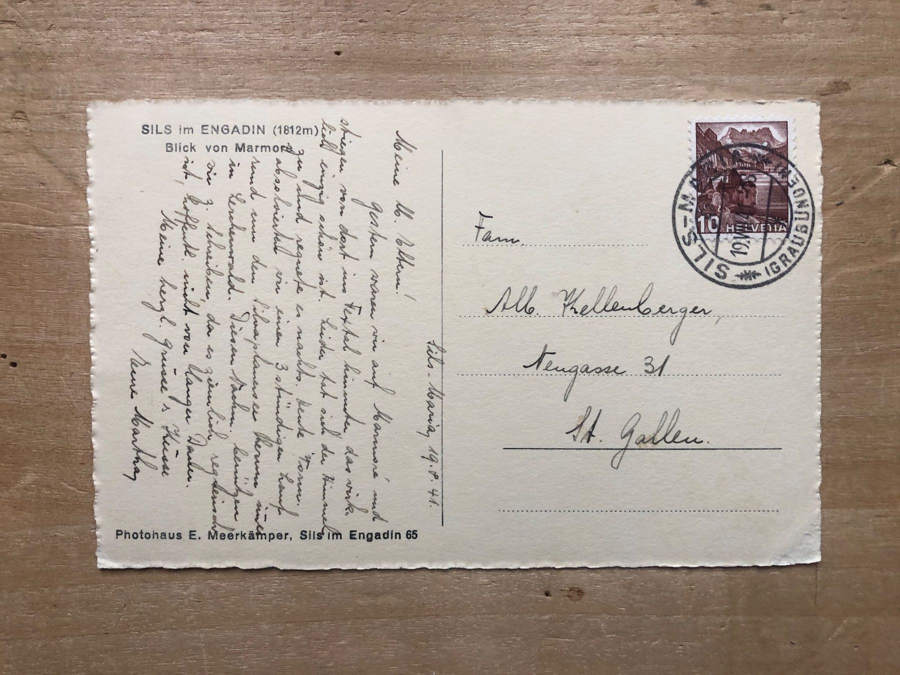 Cartoline postali: Sils im Engadin (vers/ca. 1940) – Usato da Neuchâtel venduto da Atahuallpa 1