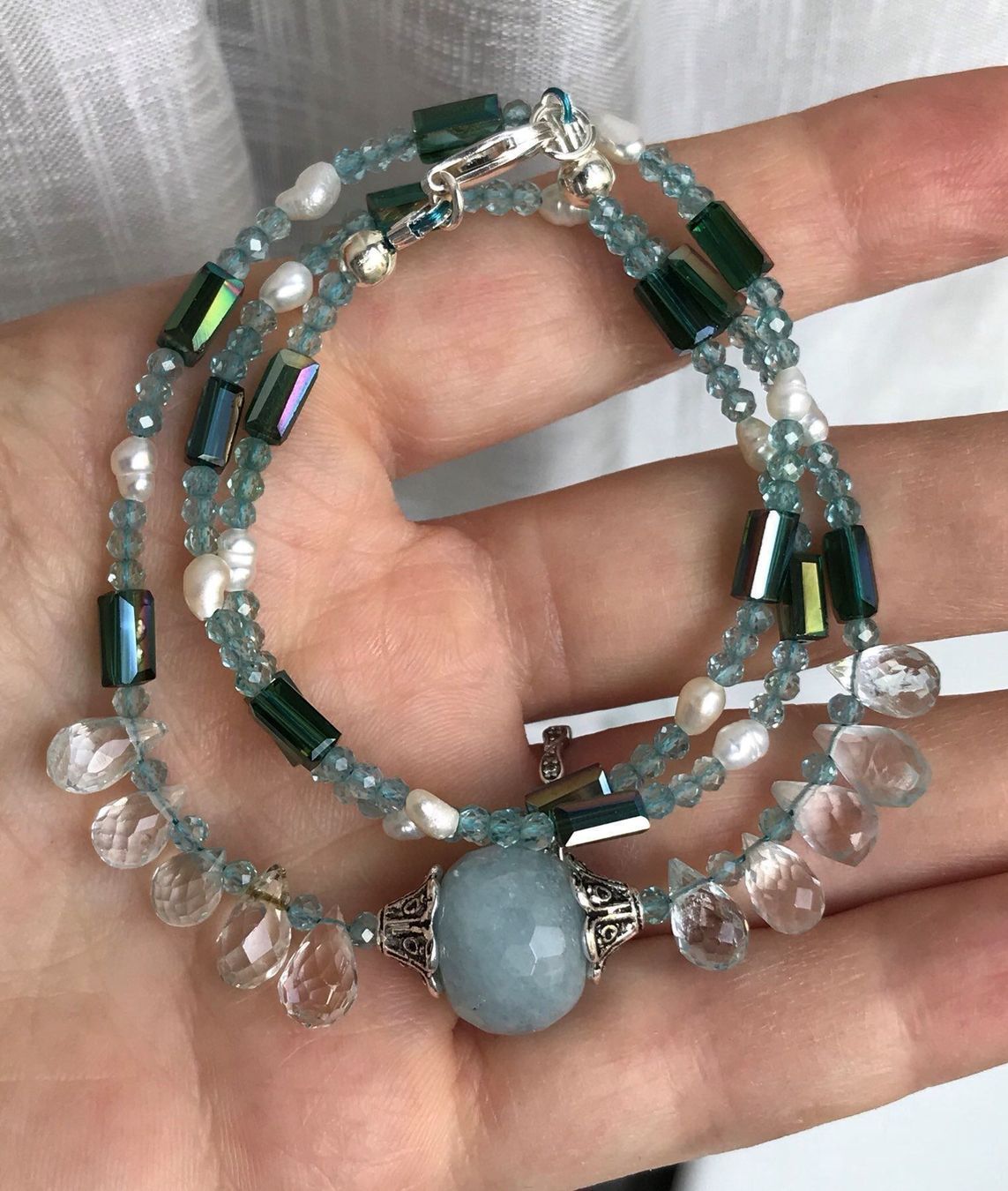 Ketten: Aquamarin, Blautopaz, Swarovski Unikat – Neu (gemäss Beschreibung) aus Basel von Chili007 7