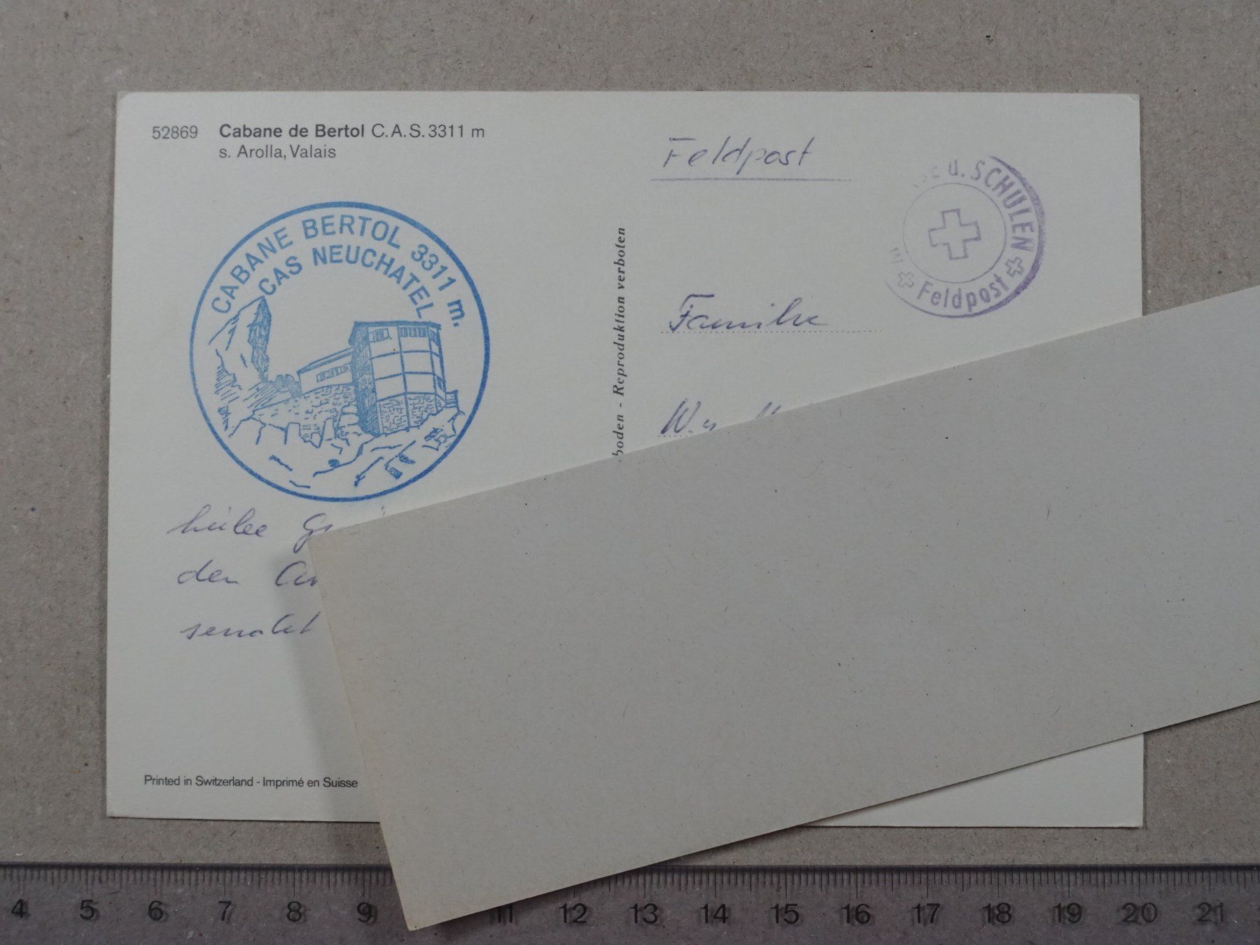 Cartes postales: Cabane de Bertol C.A.S., s. Arolla, Feldpost, SAC – D'occasion à Lenzburg par fh1 1