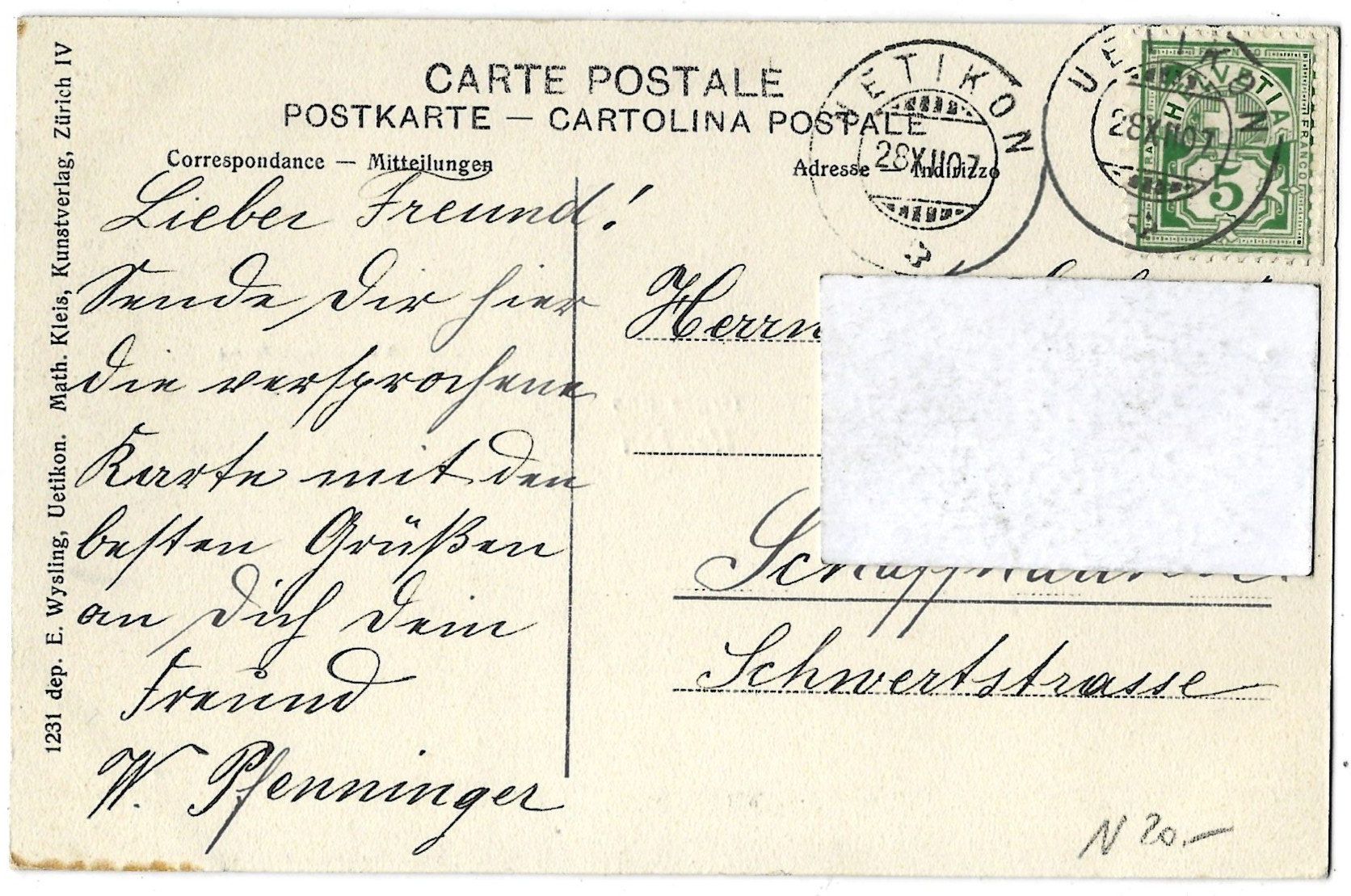 Cartoline postali: Gruss  aus   U e t i k o n – Usato da Bütschwil venduto da Jackson1A 1